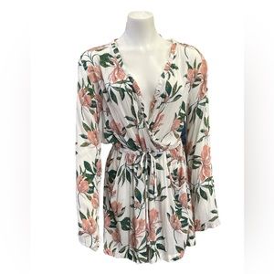 NWT Roxy Tropical Print Long Sleeve Romper Sz M